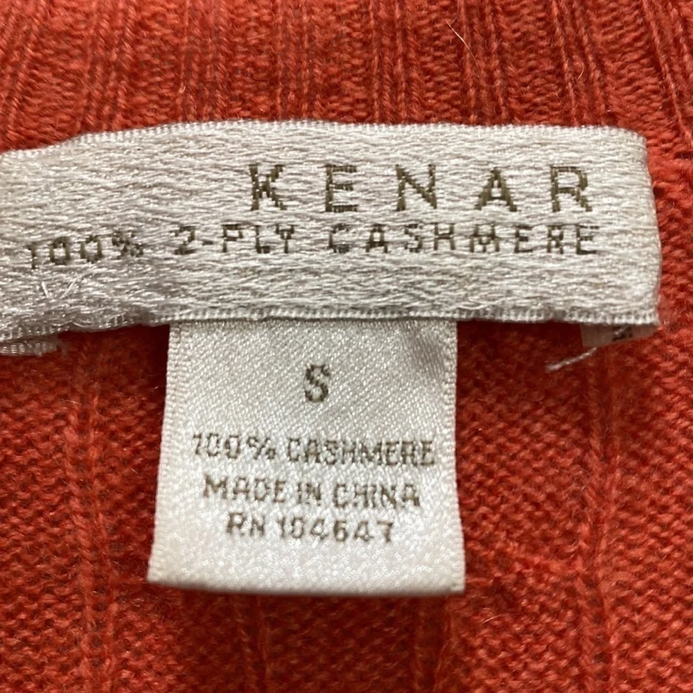Kenar Sweater Womens Small Orange Good 100% 2-Ply Cashmere Cable Knit Scoop Neck